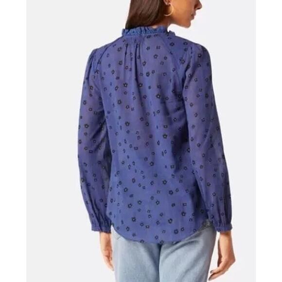 Joie Multi Alain Floral Semi-Sheer Long Sleeve Shirt Blue Size Small NWT - Picture 2 of 12